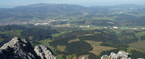 View of Abadiño from the top of mount Aitz-Txiki.