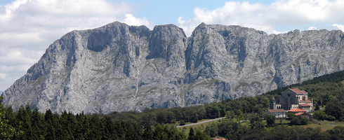 View of Urkiola Sanctuary with the Alluitz behind